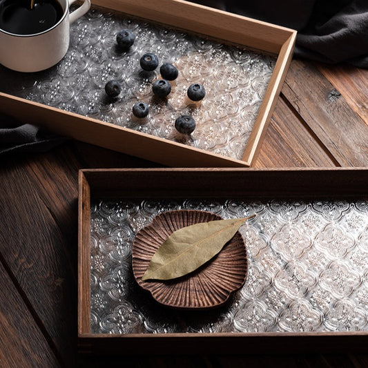 Tranquility Glass and Wood Tray
