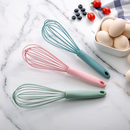 10 Inch / 25.5cm Pink, blue and green Silicone Whisk