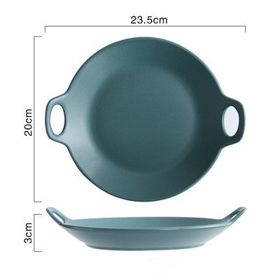 Blue Porcelain Casserole Circular Baking Dish / Pan
