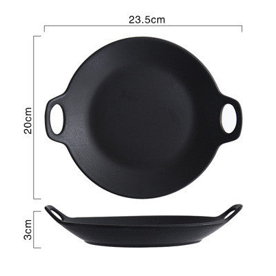 Black Porcelain Casserole Circular Baking Dish / Pan