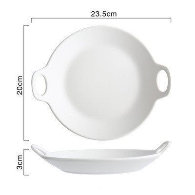 White Porcelain Casserole Circular Baking Dish / Pan