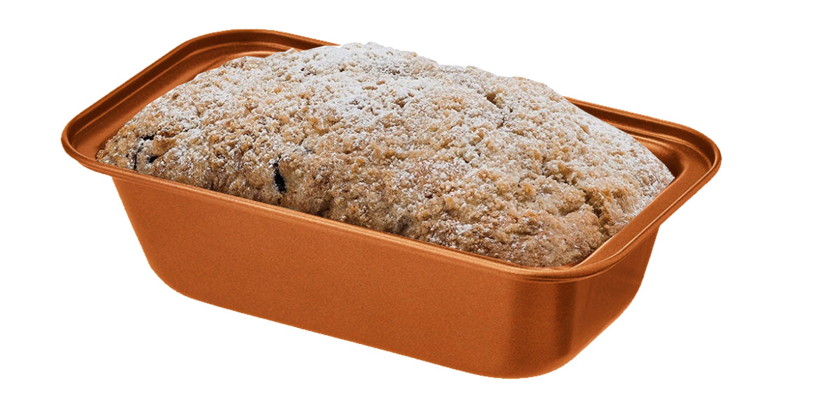 Premium Copper 5-Piece Non- stick Bakeware Set: Muffin Pan, Loaf Pan, Square Pan, Cookie Sheet, Round Pan